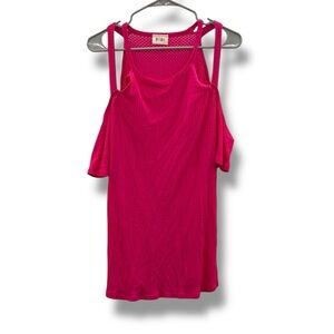 BIBI Cold Shoulder Tunic Top Women’s Size Small Pink Lightweight Summer Casual